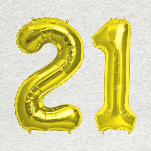 Yellow Gold 21st Birthday Metallic Helium Balloons Numbers by podartist